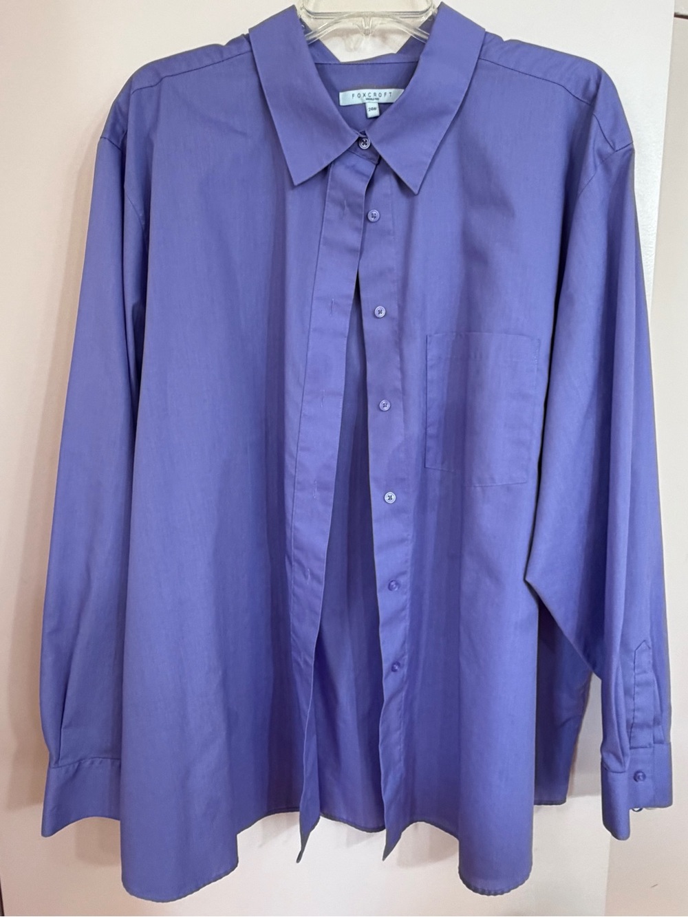 Foxcroft Lavender Button-Down Wrinkle-Free Blouse 24W